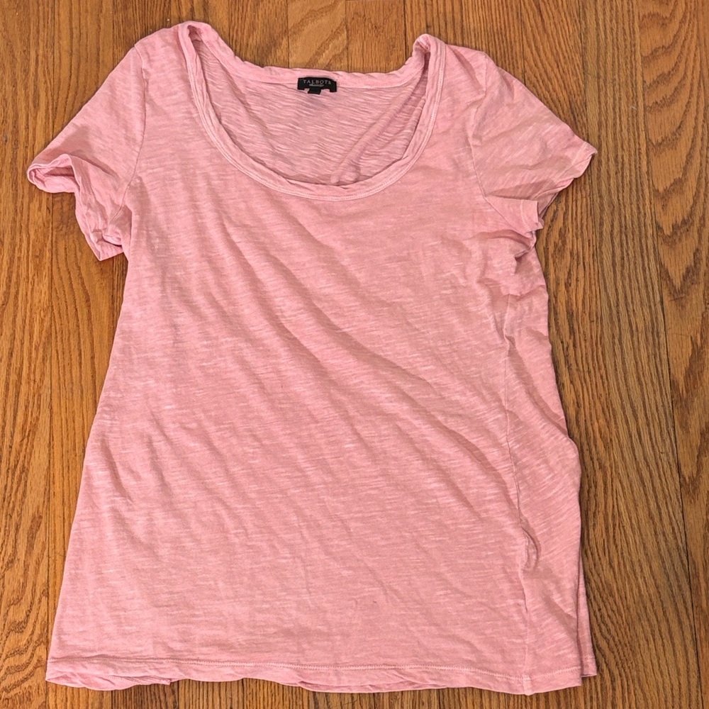 Talbots boatneck 100% cotton Short sleeve t-shirt pink‎ size small